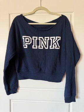 PINK Victoria's Secret Navy Sweatshirt with White Tag Logo